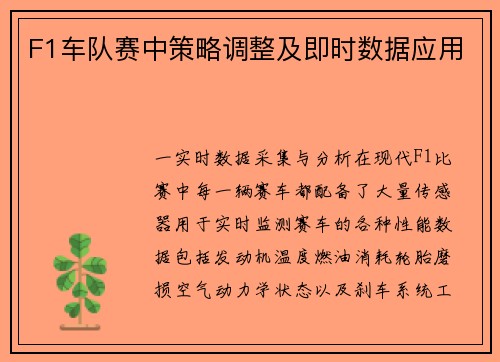 F1车队赛中策略调整及即时数据应用
